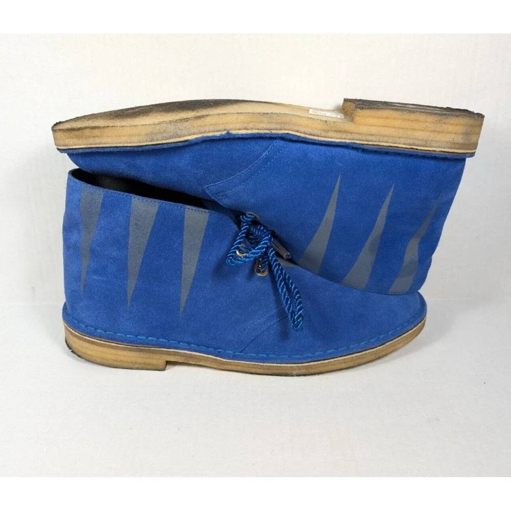 Clarks Boots Mens 11 Desert‎ Luck Electric Blue Leather Alexandra Llewellyn Blue